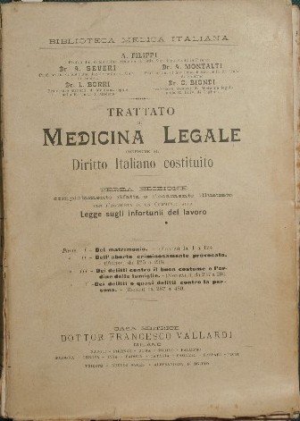 Trattato di medicina legale conforme al Diritto italiano costituito