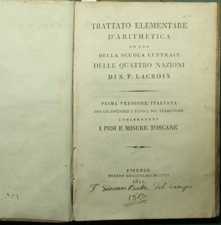 Trattato elementare d'aritmetica ad uso della scuola centrale delle quattro …