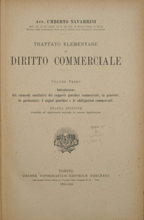 Trattato elementare di diritto commerciale