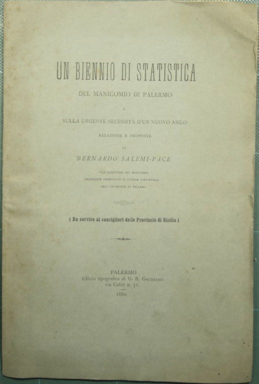 Un biennio di statistica del manicomio di Palermo e sulla …