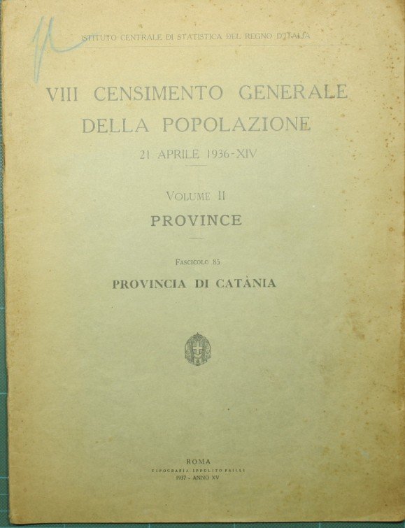 VIII Censimento generale della popolazione. 21 aprile 1936 - Vol. …