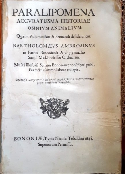 Paralipomena accuratissima historiae omnium animalium