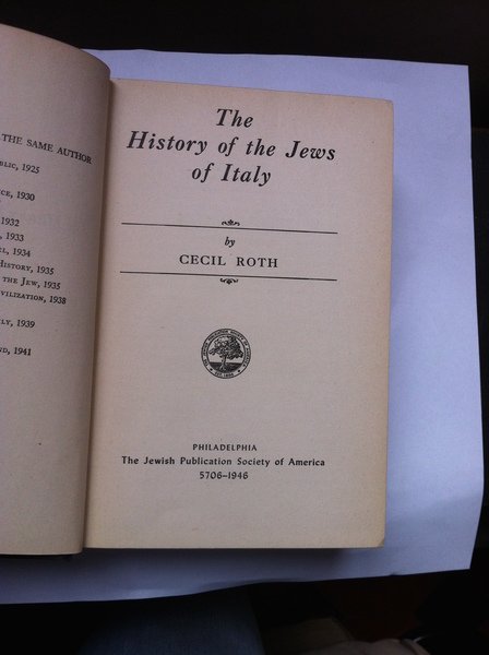 The history of the jews of italy