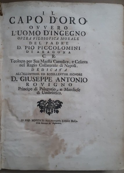 Il capo d’oro, ovvero L’uomo d’ingegno opera filosofica morale del …