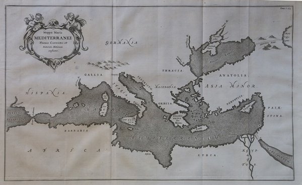 Mappa Maris Mediterranei Fluxus Currentes et Naturam Motionum explicans