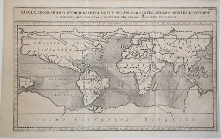 Tabula Geographico-Hydrographica Motus Oceani, Currentes, Abyssos, Montes Igniuomos In Universo …