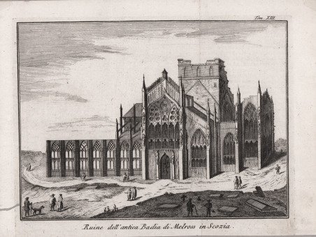 Ruine dell'antica Badia in Melross in Scozia