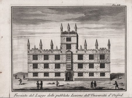 Facciata del Luogo delle pubbliche Lezioni dell'Università d'Oxford