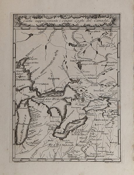 Carta rappresentante i cinque Laghi del Canada