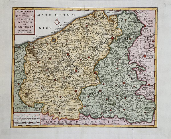 Nuova Carta delle Contée di Fiandra, Artois, ed Hannonia