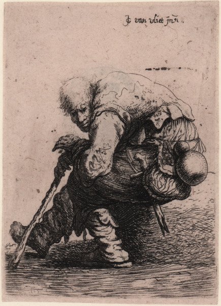 Un mendicante seduto