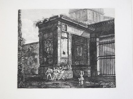 Veduta dell'Arco di Settimio Severo nel Foro Boario erettogli dagl'Orefici