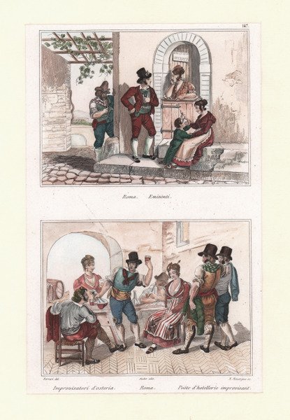 Roma. Eminenti. / Improvvisatori d'osteria. Roma. Poëte d'hotellerie improvisant.