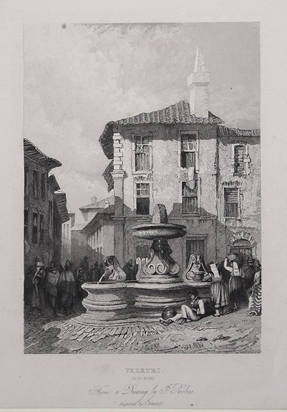 Veletri near Rome froma a drawing by P. Roobins