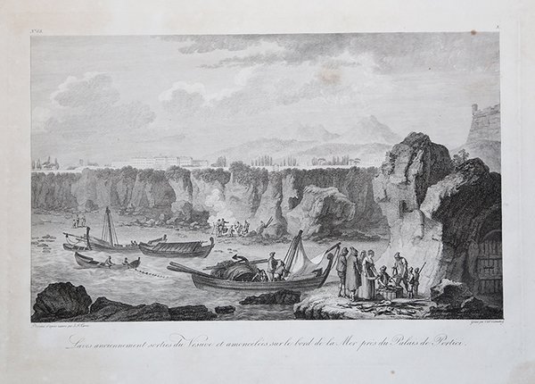 Laves anciennement sorties du Vésuve et amoncelées sur le bord …