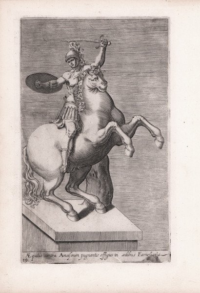 Aequitis contra Amasonem pugnantis effigies in aedibus Farnesianis