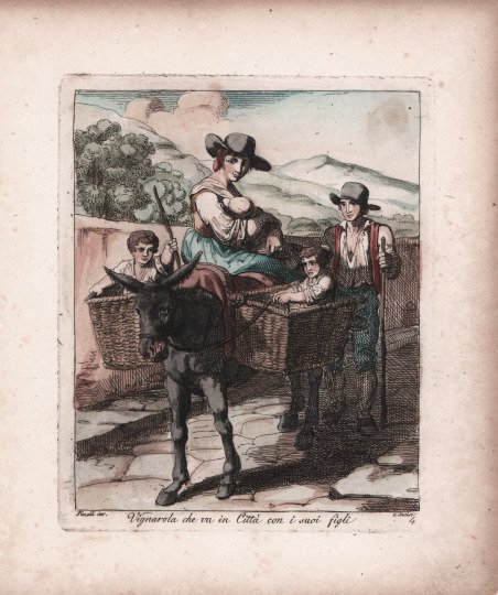 Vignarola che va in Città con i suoi figli
