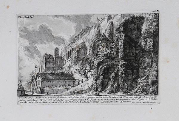 Veduta degli avanzi di antiche fabbriche alle falde dell'Aventino sulla …