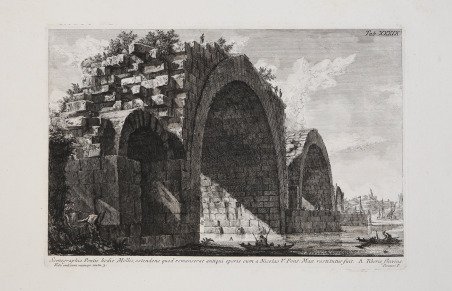 Scenographia Pontis hodie Mollis, ostendens quod remanserat antiqui operis cum …