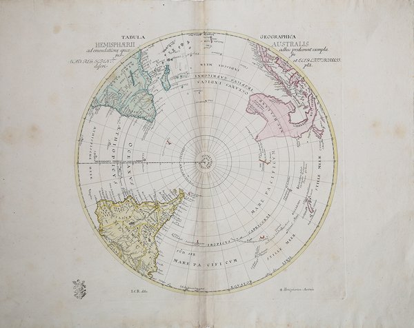 Tabula Geographica Hemisphaerii Australis.