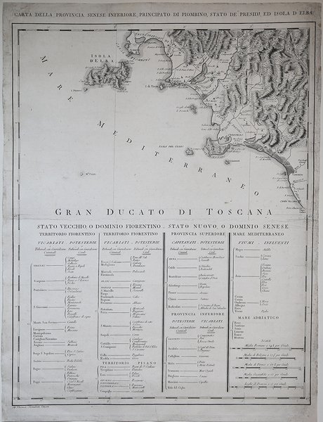 Carta della Provincia Senese Inferiore, Principato di Piombino, Stato de …