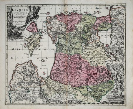 Livoniae et Curlandiae Ducatus cum Insulis Adjcentib. Mappa Geographica Exhibiti …