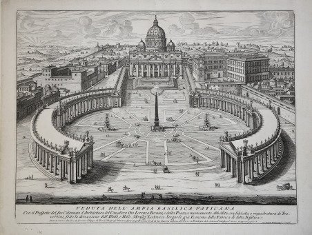 Veduta dell'Ampia Basilica Vaticana Con il Prospetto del Suo Colonnato …