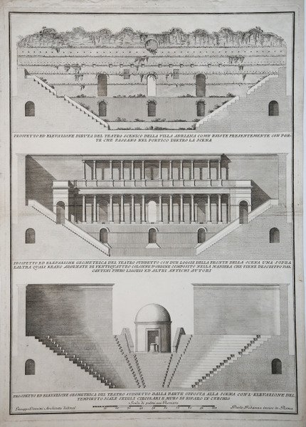 Prospetto ed elevazione diruta del Teatro scenico della Villa Adriana. …