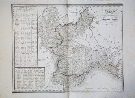 Carta Orografica e Idrografica degli Stati Sardi Italiani di Terraferma
