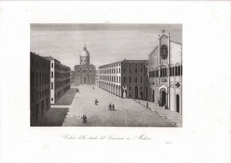 Veduta della strada del Seminario in Modena