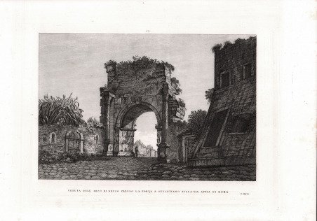 Veduta dell'Arco di Druso presso la Porta S. Sebastiano sulla …