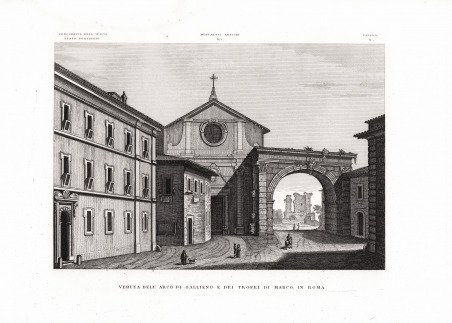 Veduta dell'Arco di Gallieno e dei Trofei di Marco, in …