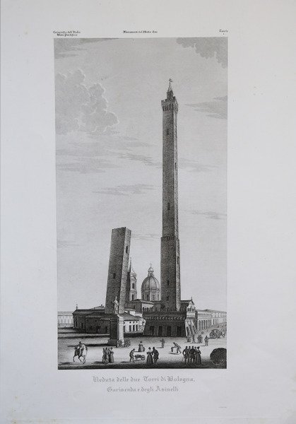 Veduta delle due Torri di Bologna, Garisenda e degli Asinelli
