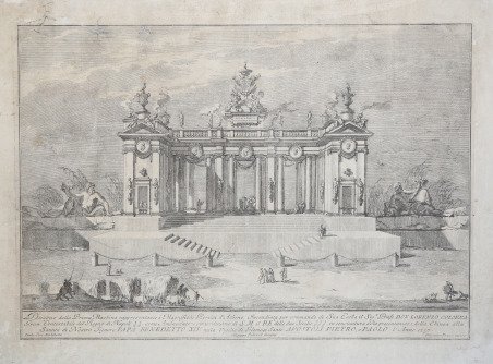 Disegno della Prima Machina rappresentante i Magnifici Portici d'Athene.