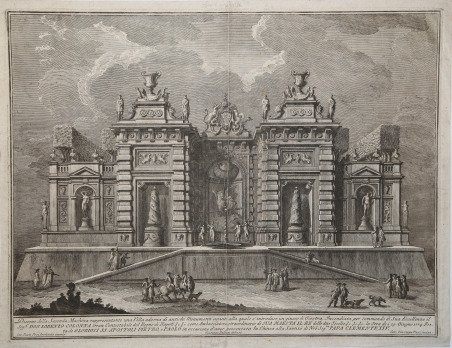 Disegno della Seconda Machina rappresentante una Villa adorna di Antichi …