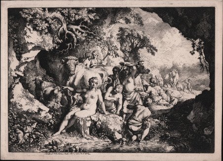 Ninfe al bagno in una cava