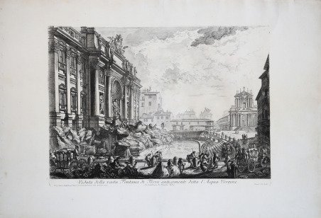 Veduta della vasta Fontana di Trevi anticamente detta l'Acqua Vergine