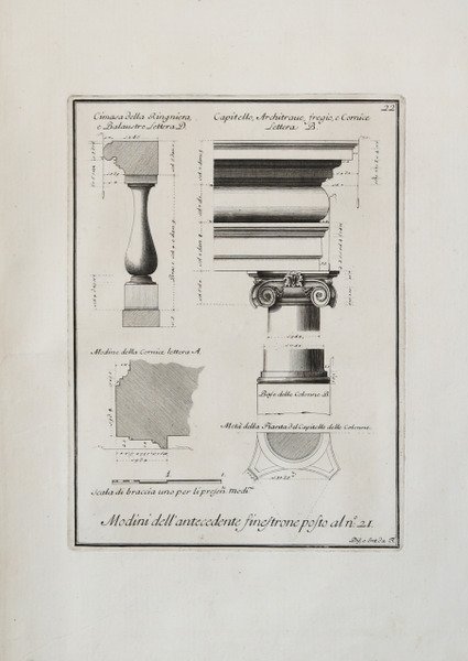 Camini: Grifoni sull'architrave e candelabri sugli stipiti.