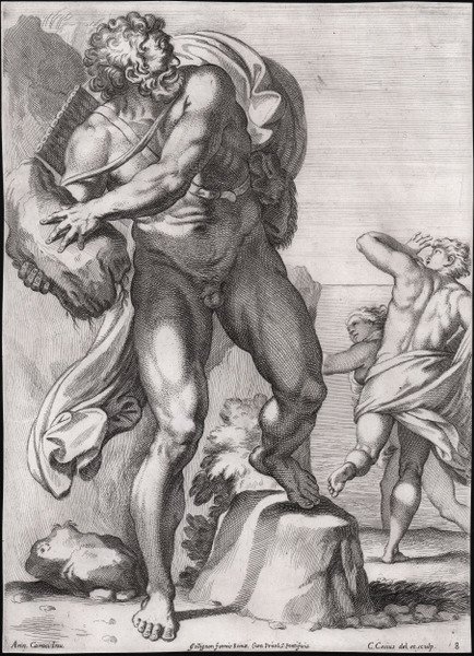 Polifemo scaccia un macigno contro il pastore Aci