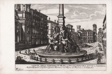 Veduta della Fontana in mezzo a Piazza Navona sotto la …