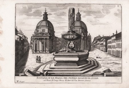 Fontana su la Piazza del Popolo accanto la Guglia