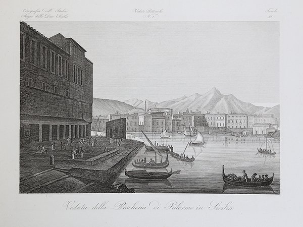Veduta della Pescheria di Palermo in Sicilia