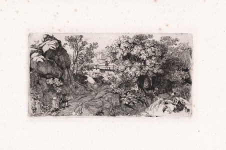 Paesaggio con ponticello in legno