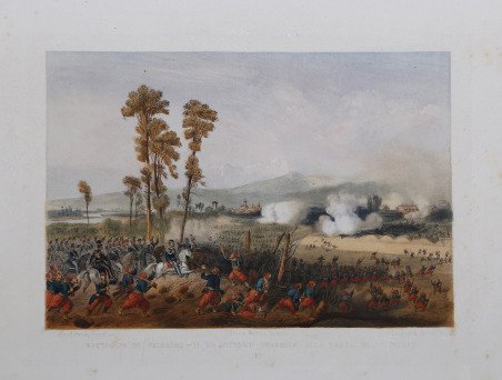 Battaglia di Palestro - Il Re Vittorio Emanuele alla testa …