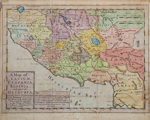 A Map of Latium, Campania, Sabinia and part of Hetruriaâ¦