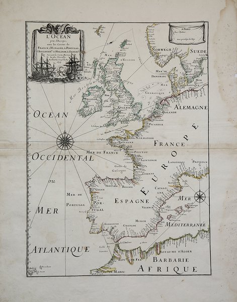 L'Ocean pres d'Europe avec les Costes de France, d'Espagne, de …
