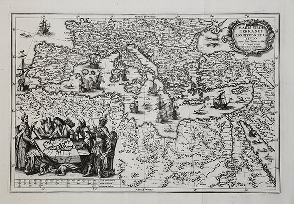 Maris Mediterranei Longitudo et Latitudo cum suis Provinciis Circumvicinis.