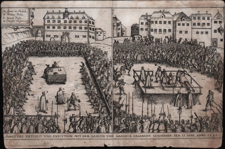 Abris Des Urtheis Und Execution Mit Dem Graven Von Hardeck …