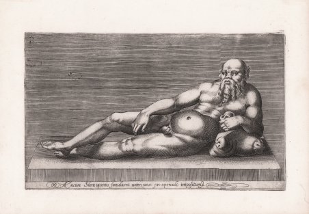 Aeneum Sileni iacentis simulacru veteri vasi pro operculo impositum