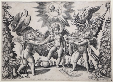 Amorini con insegna